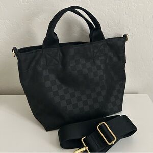 Canvelle Small Zip Crossbody Tote Bag  in Black Checkered Limited Edition